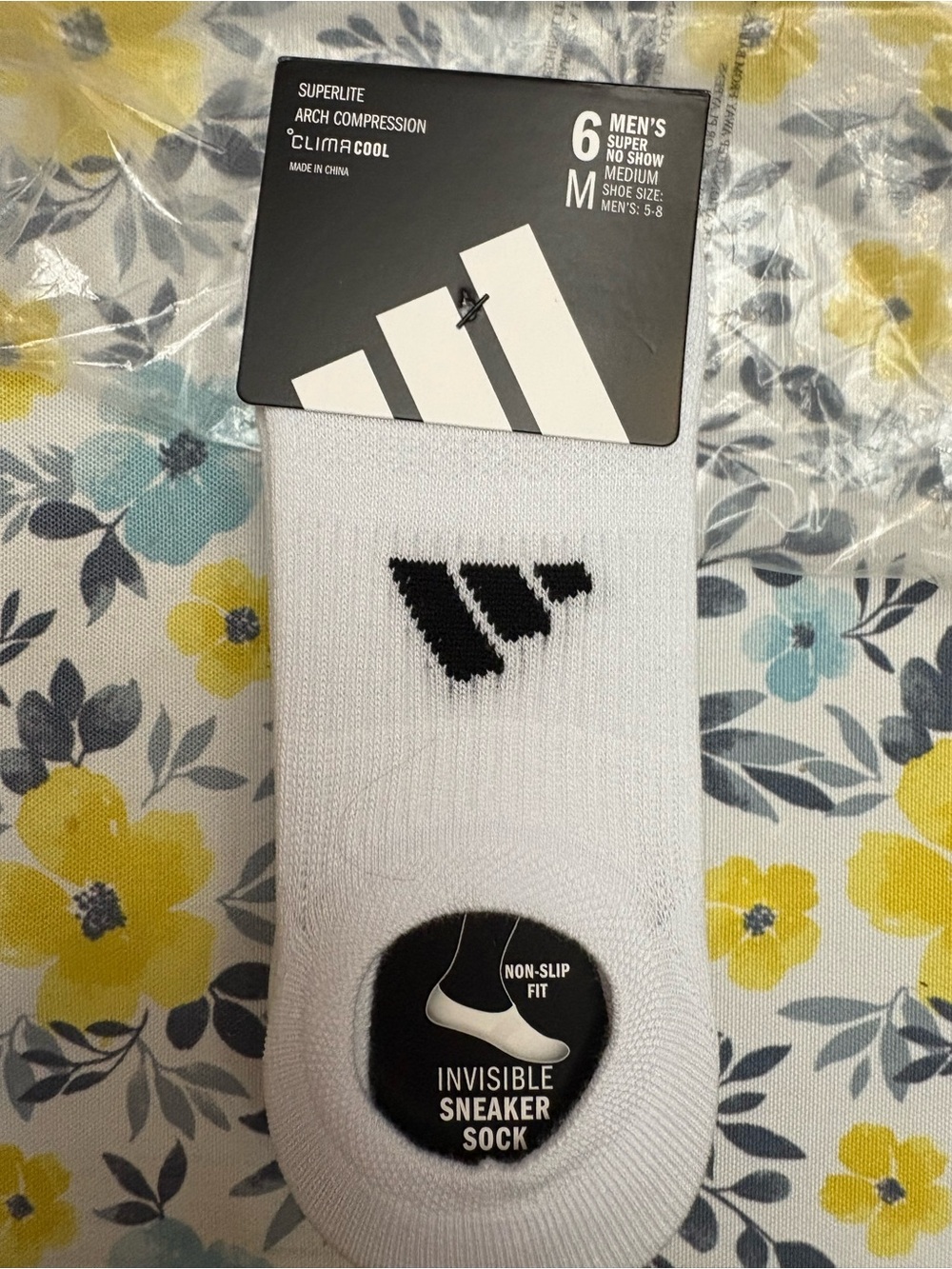 adidas White Low-Cut Invisible Sneaker Socks with Black Logo - Pack of 6